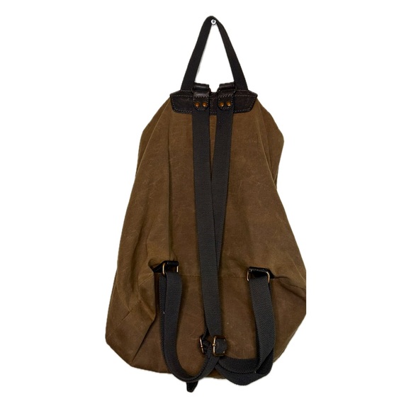 Black Rivet Leather & Waxed Canvas  backpack size Medium - Picture 2 of 9